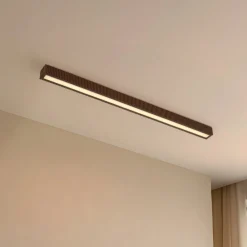Gang|Loftlamper ^ Lucande LED-loftlampe Emara, mørkt træ, eg, dæmpbar