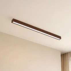 Gang|Loftlamper ^ Lucande LED-loftlampe Emara, mørkt træ, eg, dæmpbar