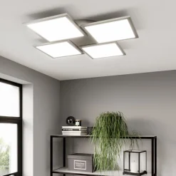 Lucande Arbejdsrum/Kontor|Loftlamper > LED-loftlampe Ilira, 4 lyskilder, sølv, CCT, dæmpbar