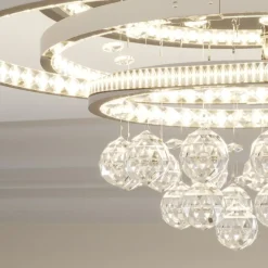 Gang|Loftlamper ^ Lucande LED-loftlampe Keely, kromfarvet, krystal, 45 cm
