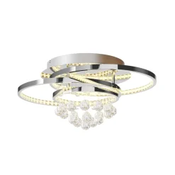 Gang|Loftlamper ^ Lucande LED-loftlampe Keely, kromfarvet, krystal, 45 cm