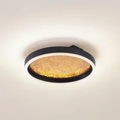 Lucande Loftlamper|Loftlamper > LED-loftlampe Menulis, sort/guld, PC, Ø 30 cm