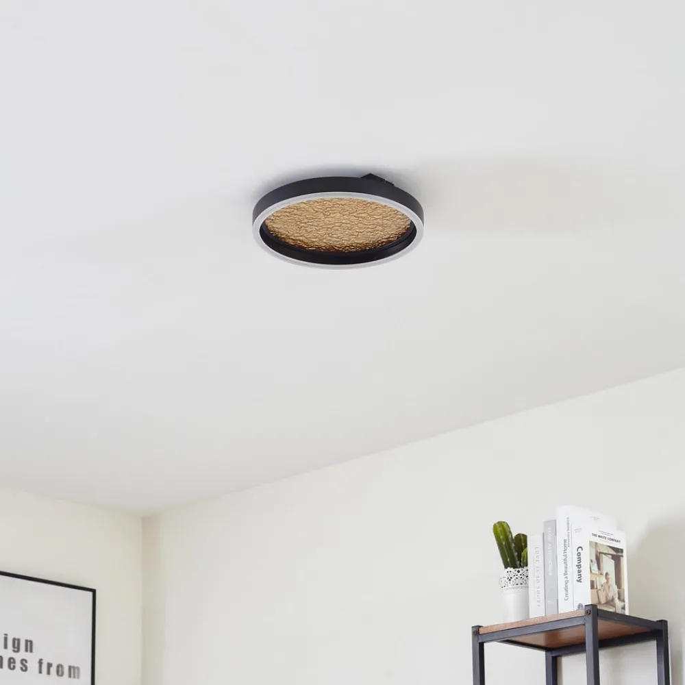 Lucande Loftlamper|Loftlamper > LED-loftlampe Menulis, sort/guld, PC, Ø 30 cm