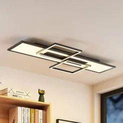 Lucande Gang|Loftlamper > LED-loftlampe Narumi, CCT, 110 cm, sort, aluminium