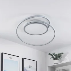 Lucande Loftlamper|Loftlamper > LED-loftlampe Noud, 65 cm, sølv, metal, CCT