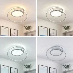 Lucande Loftlamper|Loftlamper > LED-loftlampe Noud, 65 cm, sølv, metal, CCT