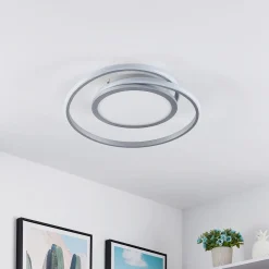 Lucande Gang|Loftlamper > LED-loftlampe Noud, 49 cm, sølv, aluminium, dæmpbar