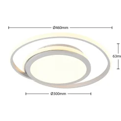 Lucande Gang|Loftlamper > LED-loftlampe Noud, 49 cm, sølv, aluminium, dæmpbar