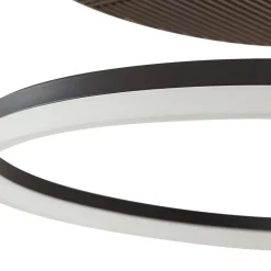 Lucande Loftlamper|Loftlamper > LED-loftlampe Orven, sort/træ, Ø50 cm, dæmpbar