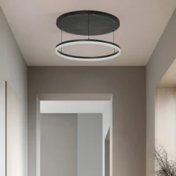 Loftlamper|Loftlamper ^ Lucande LED-loftlampe Orven, sort/marmor, Ø 50 cm, dæmpbar.