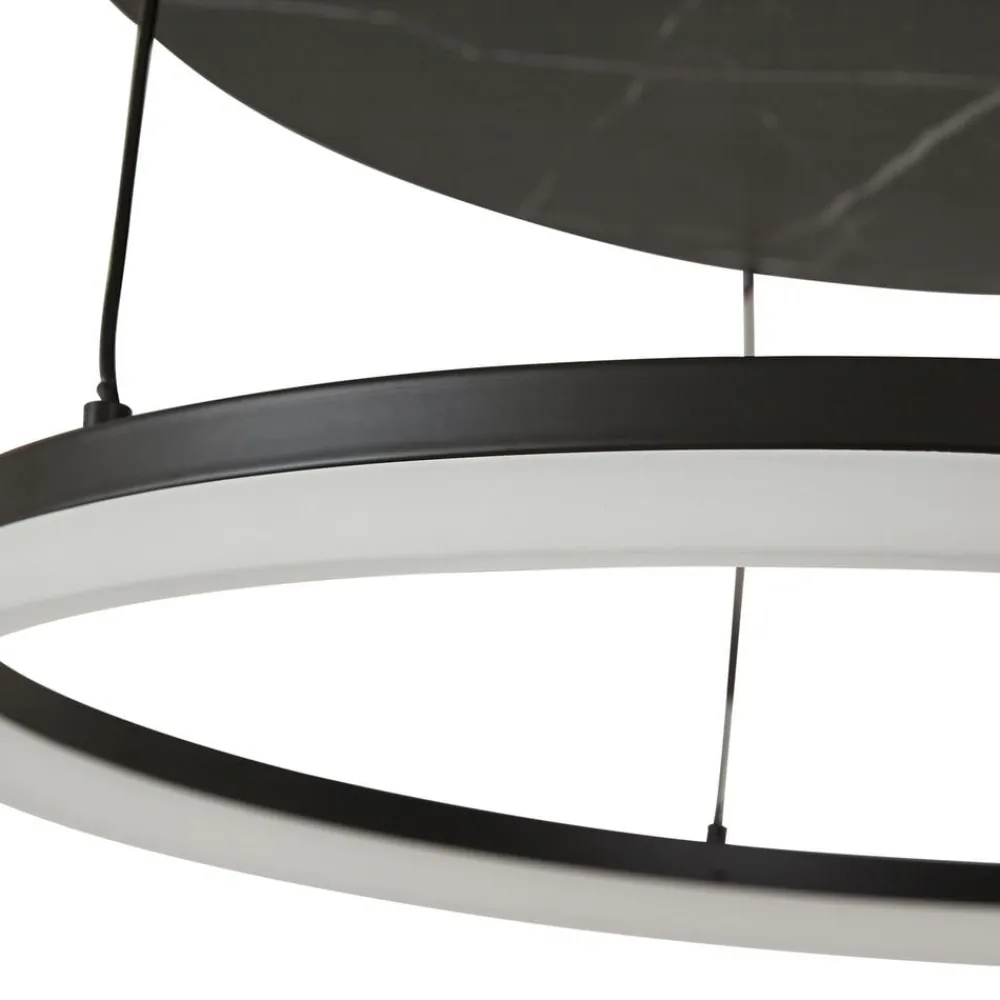 Loftlamper|Loftlamper ^ Lucande LED-loftlampe Orven, sort/marmor, Ø 50 cm, dæmpbar.