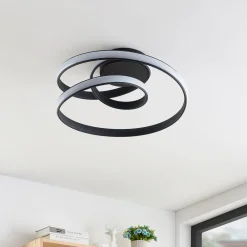 Lucande Loftlamper|Pendellamper > LED-loftlampe Sakina, sort, metal, Ø 48 cm