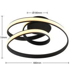 Lucande Loftlamper|Pendellamper > LED-loftlampe Sakina, sort, metal, Ø 48 cm