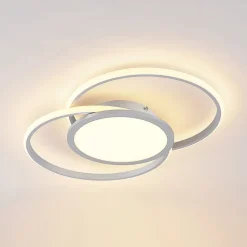 Loftlamper|Loftlamper ^ Lucande LED-loftlampe Senne, 63 cm, sølv, aluminium