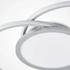 Loftlamper|Loftlamper ^ Lucande LED-loftlampe Senne, 63 cm, sølv, aluminium
