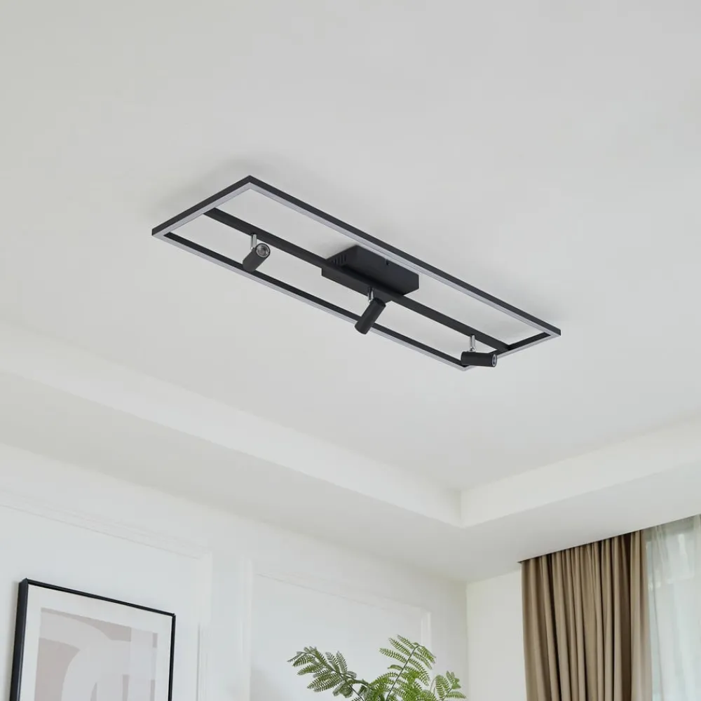 Lucande Loftlamper|Loftlamper > LED-loftlampe Yvor, 99,5 cm, sort, drejelig