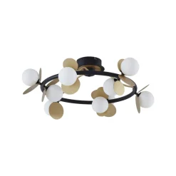 Lucande Gang|Loftlamper > LED-loftslampe Pallo, 9-lys, sort/guld, glas