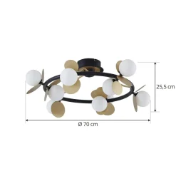 Lucande Gang|Loftlamper > LED-loftslampe Pallo, 9-lys, sort/guld, glas