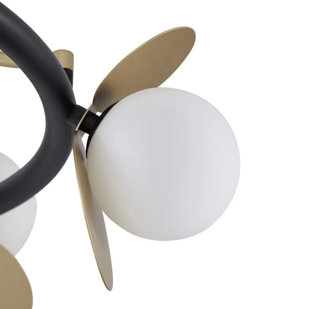 Lucande Gang|Loftlamper > LED-loftslampe Pallo, 9-lys, sort/guld, glas