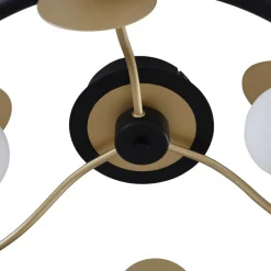 Lucande Gang|Loftlamper > LED-loftslampe Pallo, 9-lys, sort/guld, glas
