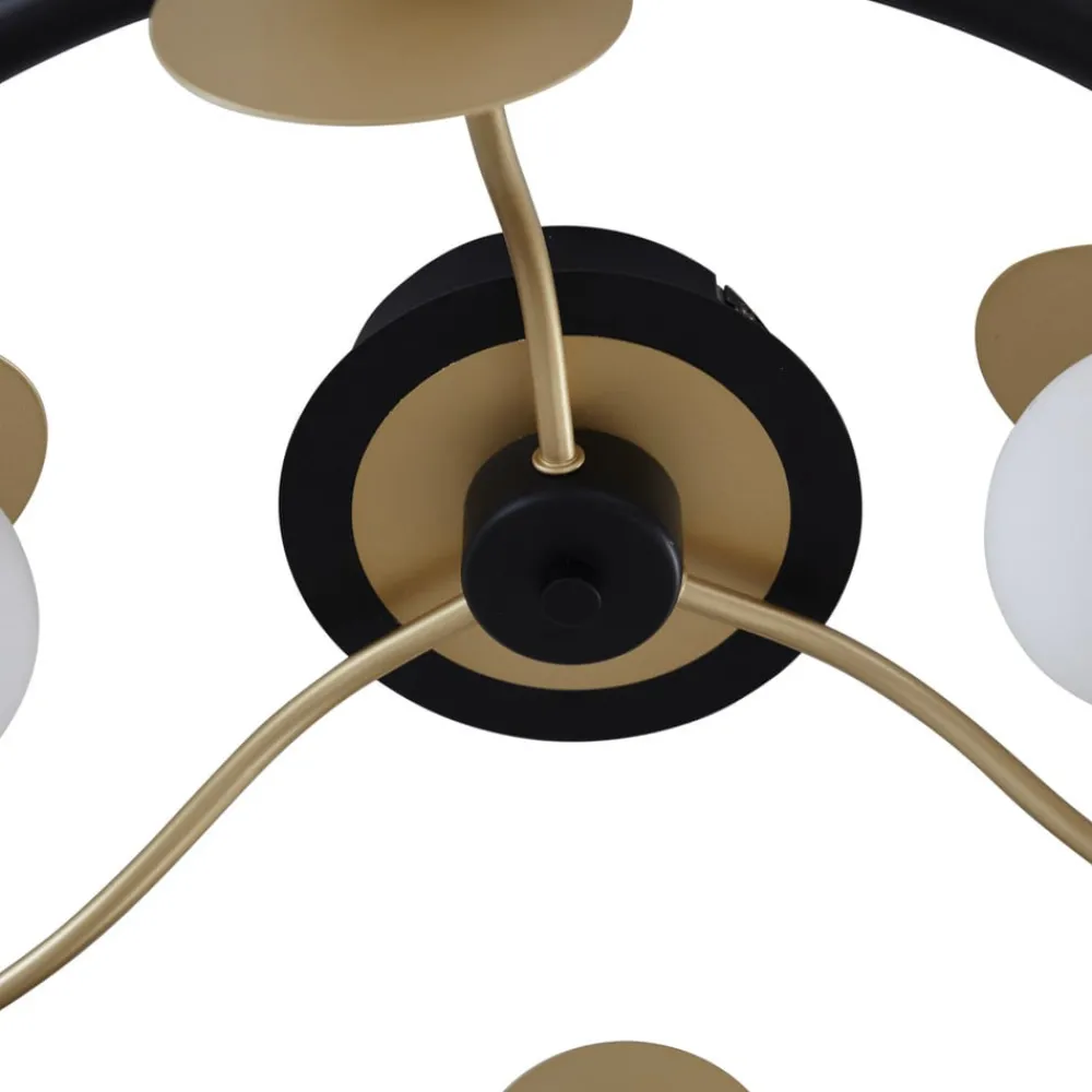 Lucande Gang|Loftlamper > LED-loftslampe Pallo, 9-lys, sort/guld, glas