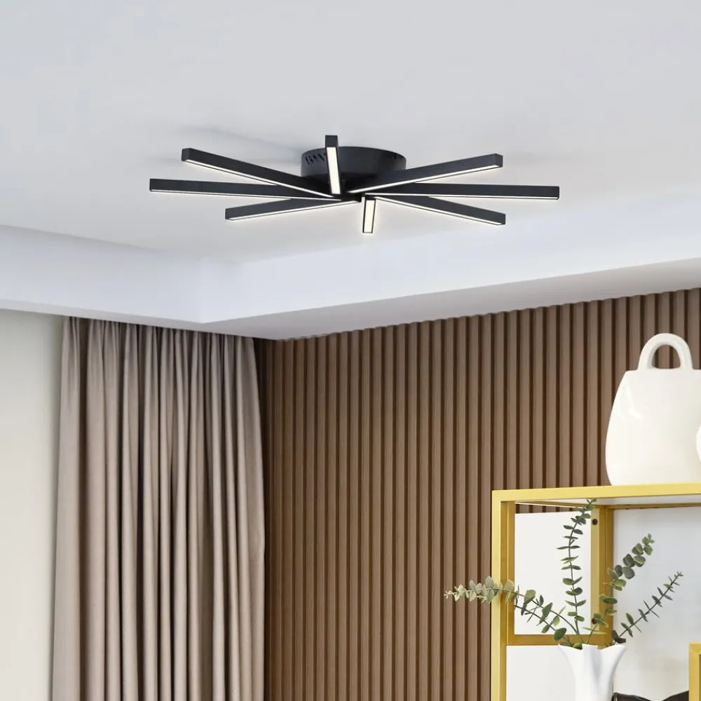 Lucande Loftlamper|Loftlamper > LED-loftslampe Tjado, Ø 70 cm, sort, metal