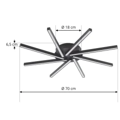 Lucande Loftlamper|Loftlamper > LED-loftslampe Tjado, Ø 70 cm, sort, metal