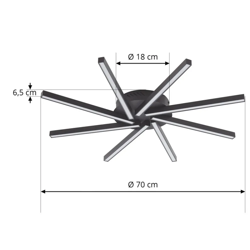 Lucande Loftlamper|Loftlamper > LED-loftslampe Tjado, Ø 70 cm, sort, metal