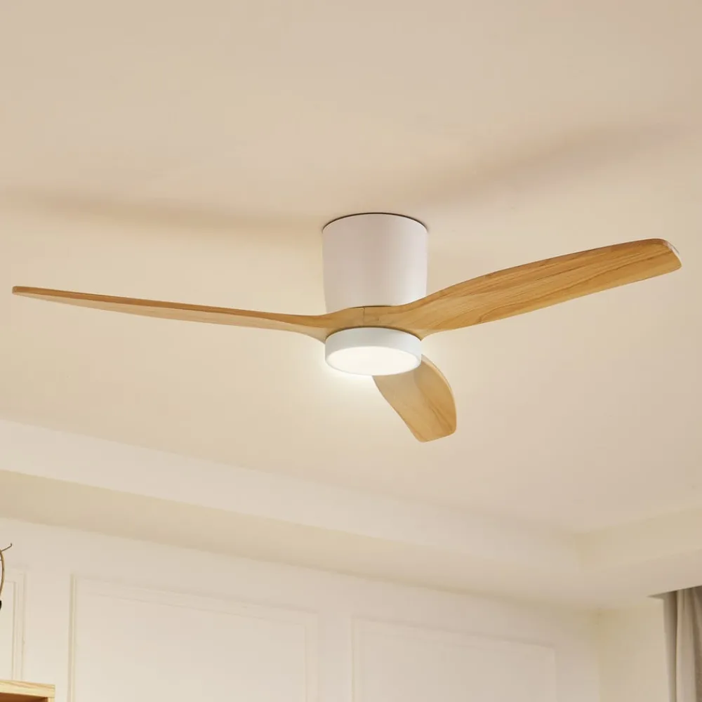 Loftventilatorer ^ Lucande LED-loftventilator Faipari, hvid, DC, støjsvag, 132 cm
