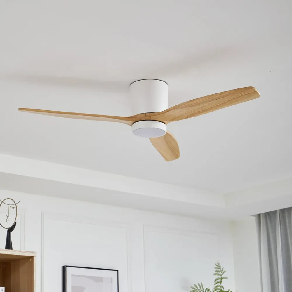 Loftventilatorer ^ Lucande LED-loftventilator Faipari, hvid, DC, støjsvag, 132 cm