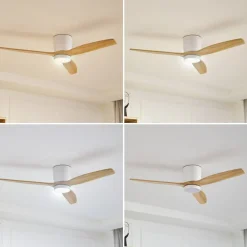 Loftventilatorer ^ Lucande LED-loftventilator Faipari, hvid, DC, støjsvag, 132 cm
