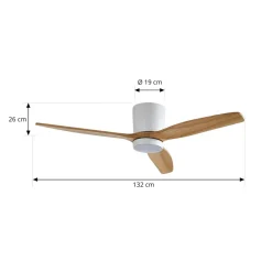 Loftventilatorer ^ Lucande LED-loftventilator Faipari, hvid, DC, støjsvag, 132 cm
