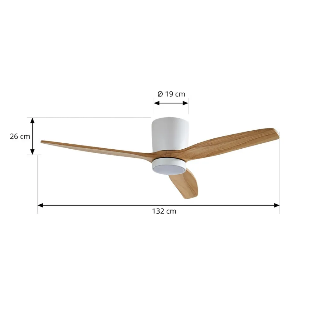 Loftventilatorer ^ Lucande LED-loftventilator Faipari, hvid, DC, støjsvag, 132 cm