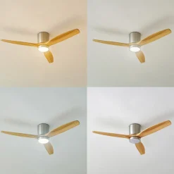 Loftventilatorer ^ Lucande LED-loftventilator Faipari, nikkel, DC, lydsvag, 132 cm