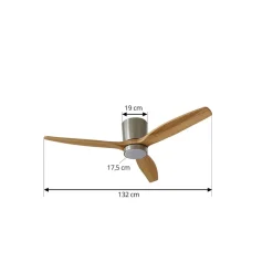 Loftventilatorer ^ Lucande LED-loftventilator Faipari, nikkel, DC, lydsvag, 132 cm