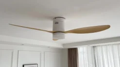 Loftventilatorer ^ Lucande LED-loftventilator Kayu, hvid/træ, DC, 132 cm