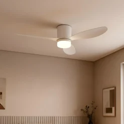 Loftventilatorer ^ Lucande LED-loftventilator Kayu, hvid, DC, støjsvag, Ø 132 cm