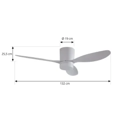 Loftventilatorer ^ Lucande LED-loftventilator Kayu, hvid, DC, støjsvag, Ø 132 cm