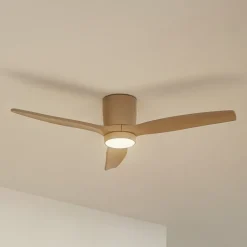 Lucande Loftventilatorer > LED-loftventilator Sorin, beige, DC, støjsvag, IP44