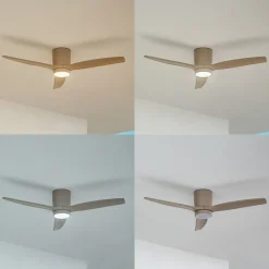 Lucande Loftventilatorer > LED-loftventilator Sorin, beige, DC, støjsvag, IP44