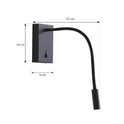 Lucande Væglamper|Væglamper > LED-læselampe Hetti, sort, metal, 14 cm høj