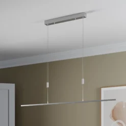 Lucande Arbejdsrum/Kontor|Pendellamper > LED-pendellampe Arnik, 140 cm, nikkelfarvet, dæmpbar