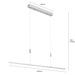 Lucande Arbejdsrum/Kontor|Pendellamper > LED-pendellampe Arnik, 140 cm, nikkelfarvet, dæmpbar