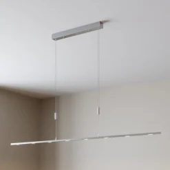 Lucande Arbejdsrum/Kontor|Pendellamper > LED-pendellampe Arnik, 180 cm, nikkelfarvet, dæmpbar