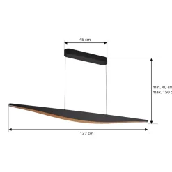 Lucande Pendellamper|Pendellamper > LED-pendellampe Clavit, sort, 140 cm, dæmpbar