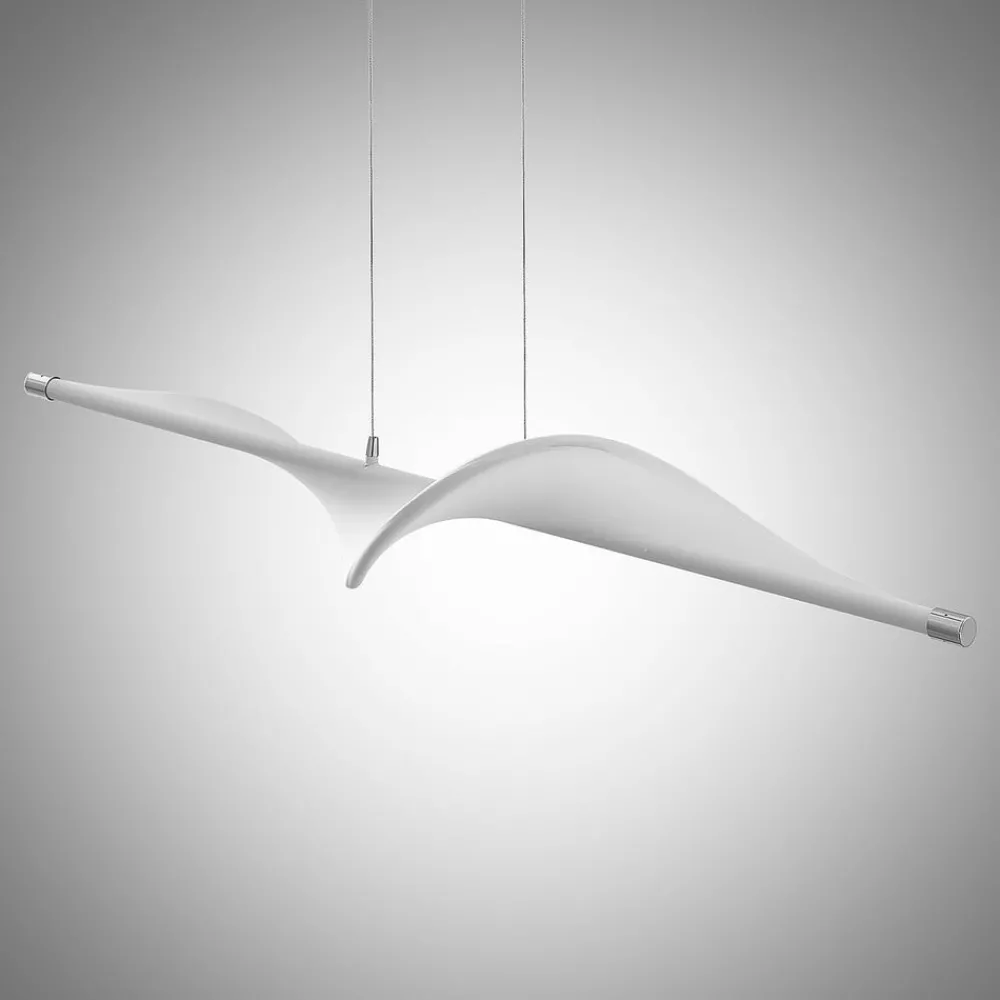 Pendellamper ^ Lucande LED-pendellampe Edano, 122 cm, hvid, tekstil, dæmpbar