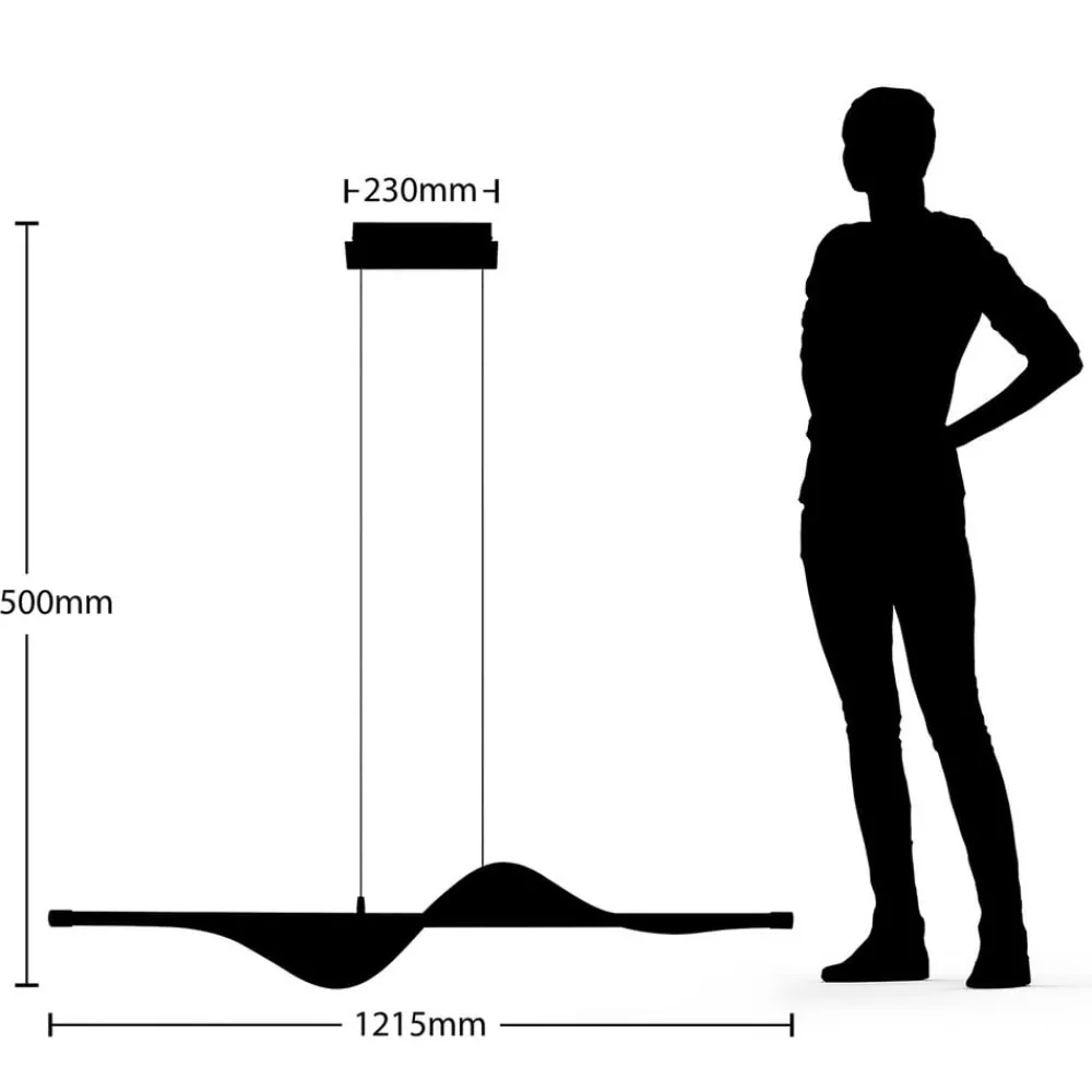 Pendellamper ^ Lucande LED-pendellampe Edano, 122 cm, hvid, tekstil, dæmpbar
