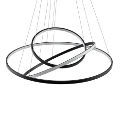 Lucande Pendellamper|Pendellamper > LED-pendellampe Ezana, sort, metal, Ø 80 cm