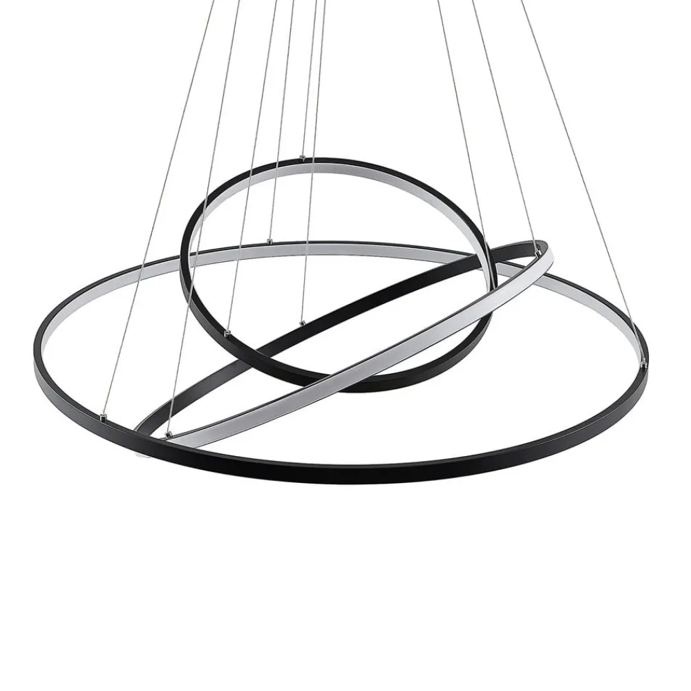 Lucande Pendellamper|Pendellamper > LED-pendellampe Ezana, sort, metal, Ø 80 cm