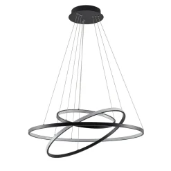 Lucande Pendellamper|Pendellamper > LED-pendellampe Ezana, sort, metal, Ø 80 cm